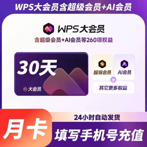 【自动充值】WPS大会员2年丨立即到账